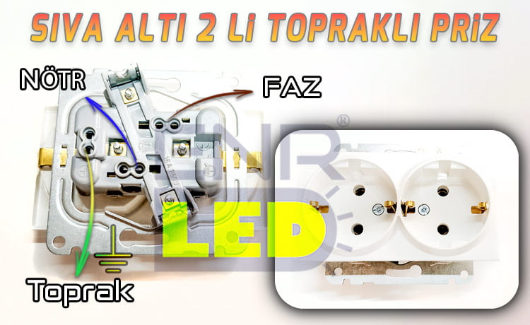 sıva altı 2 li topraklı priz